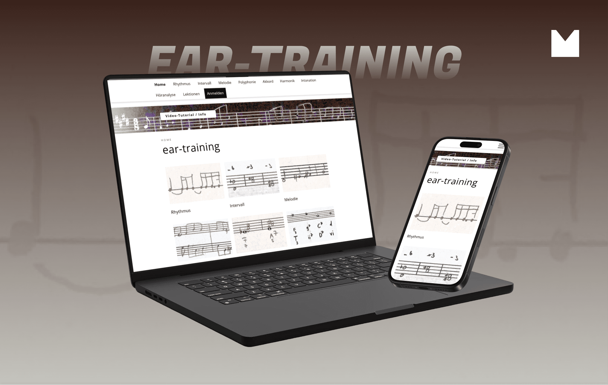 Ear Training Website auf Endgeräten