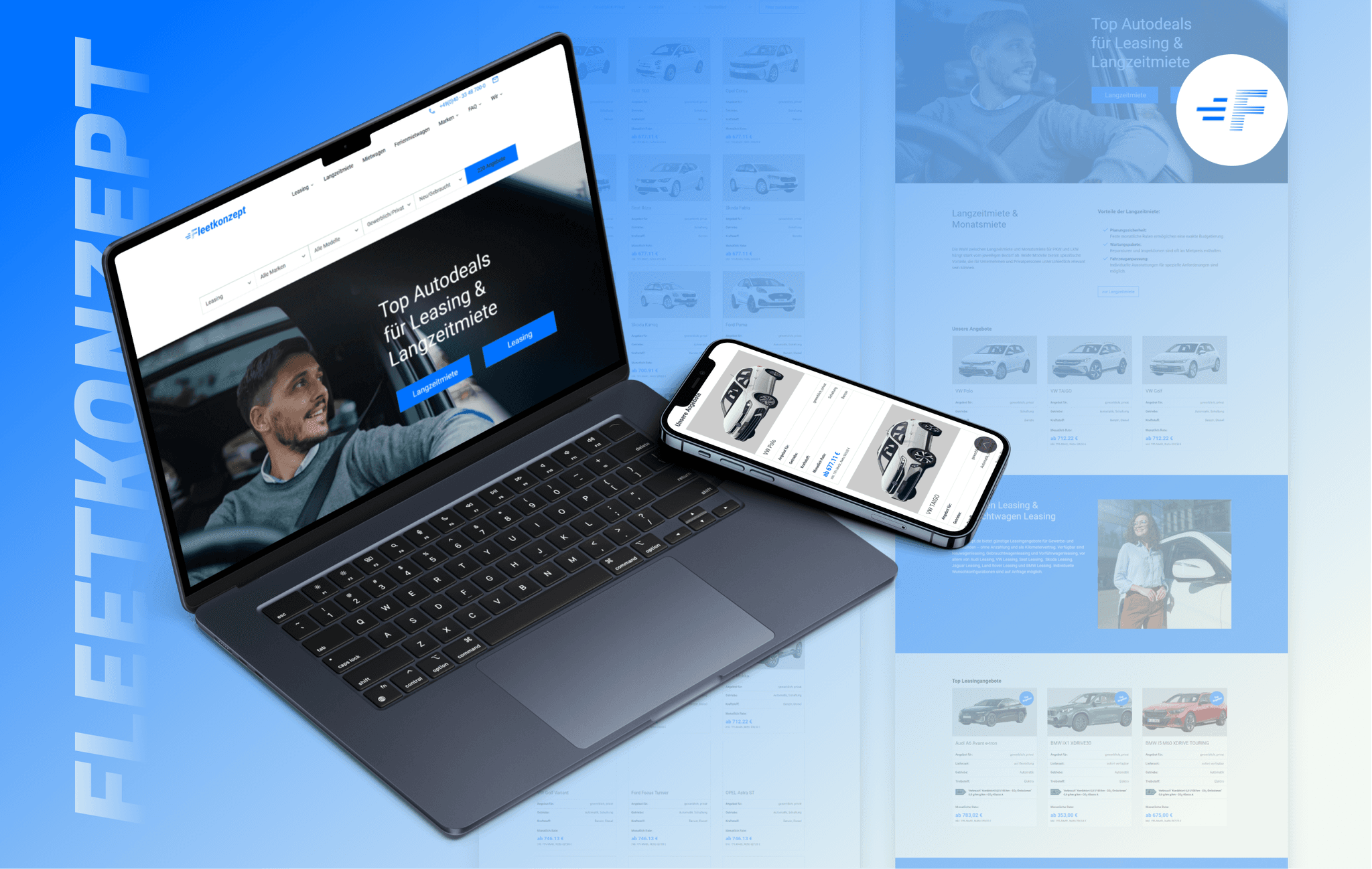 Fleetkonzept Website dargestellt auf Endgeräten