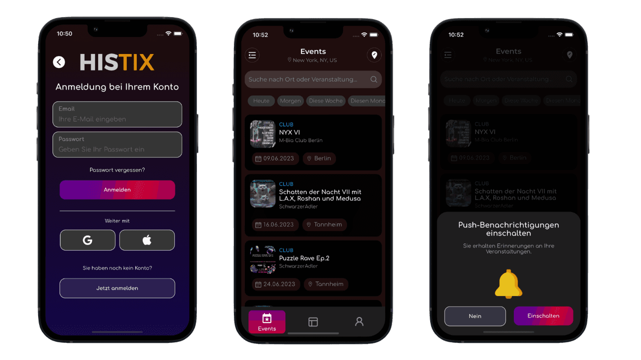 Histix App Screens