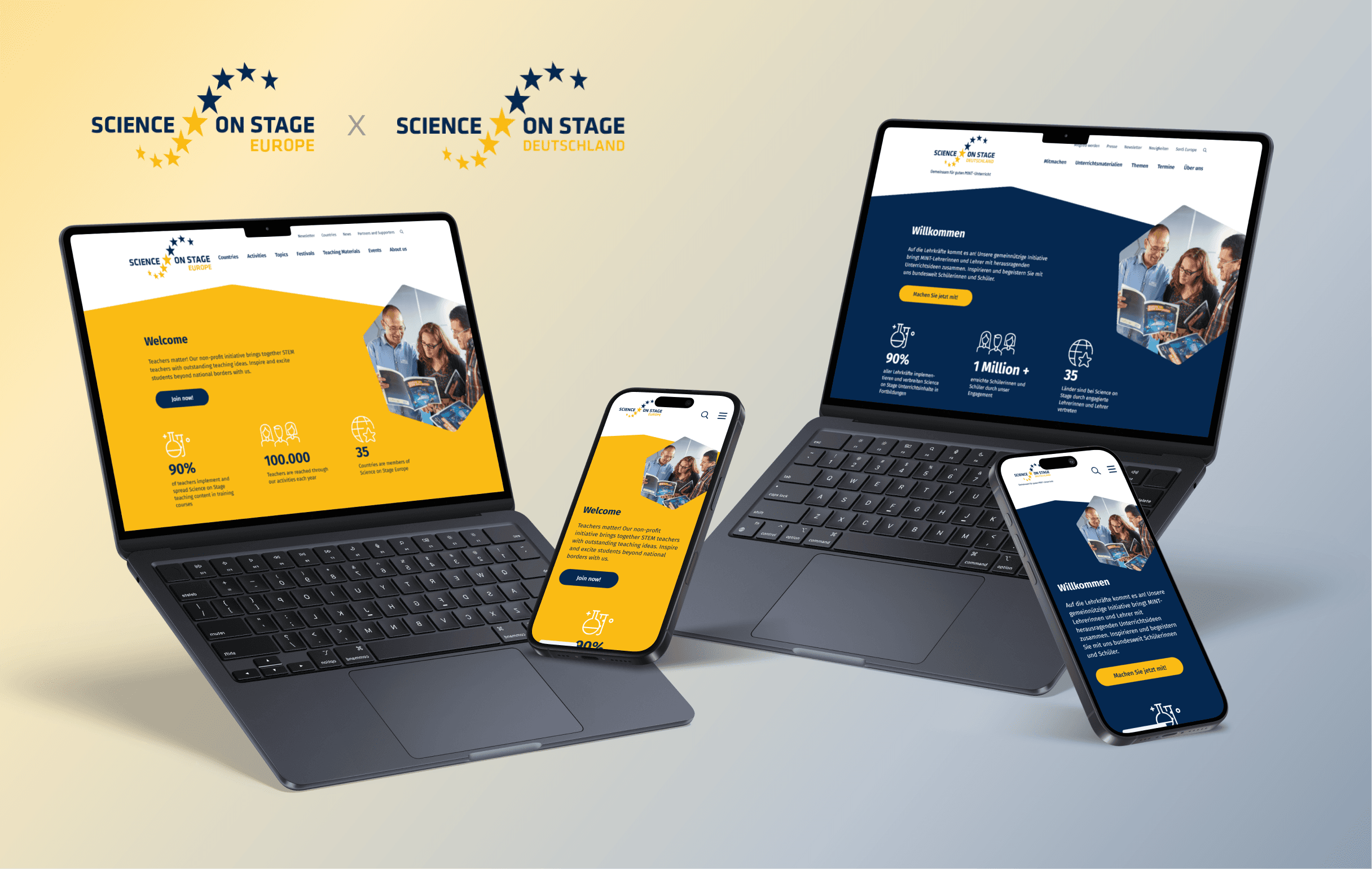 Science on Stage Website dargestellt auf Endgeräten