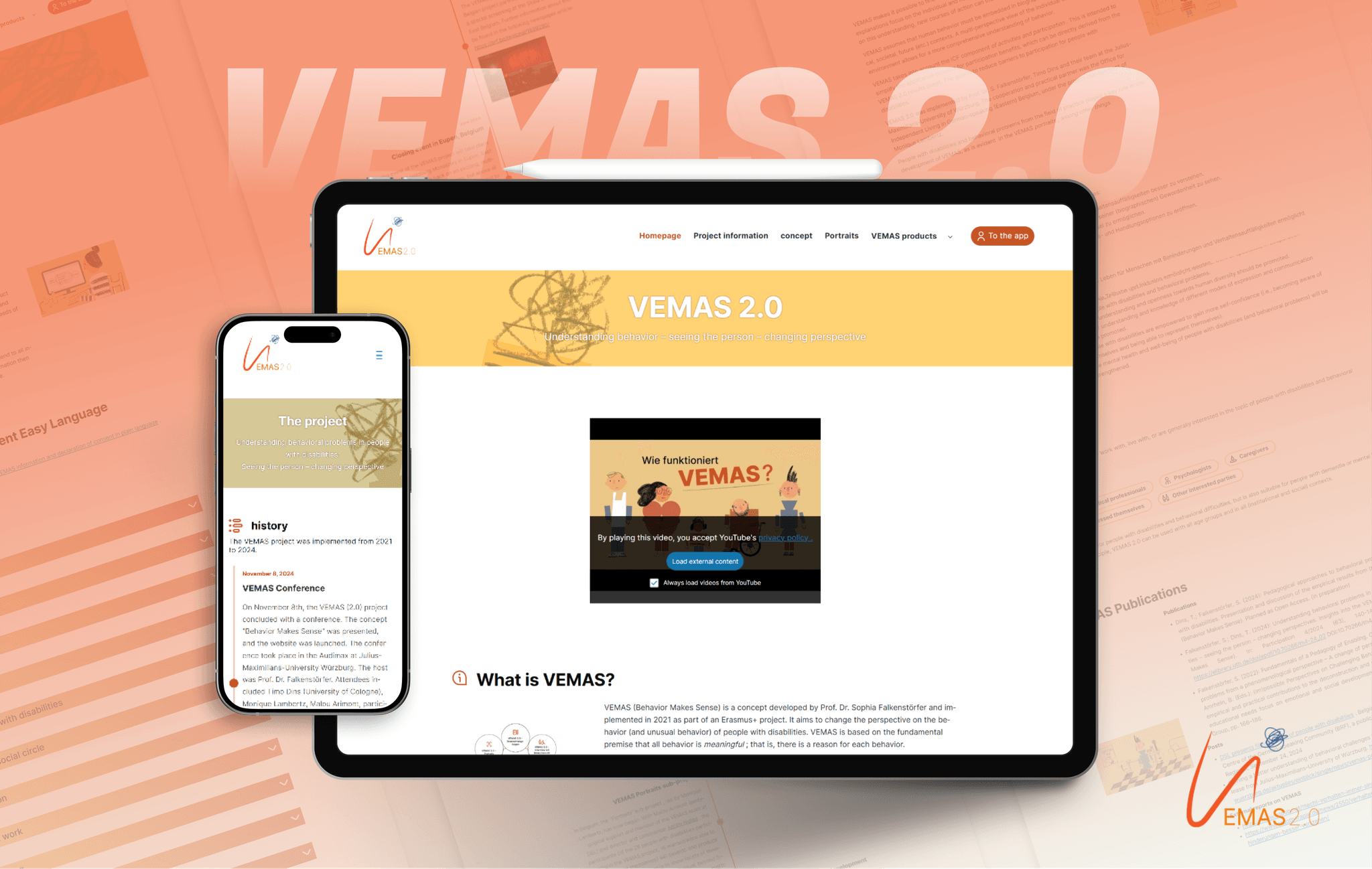 Vemas Website dargestellt auf Endgeräten