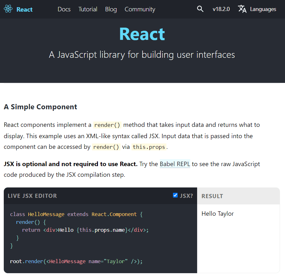 React