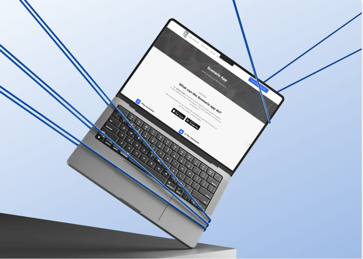 Scenario Games Website auf Laptop