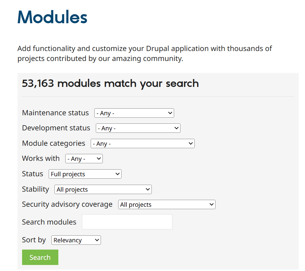 Drupal bietet mehr als 40.000 frei verfügbarer Module.