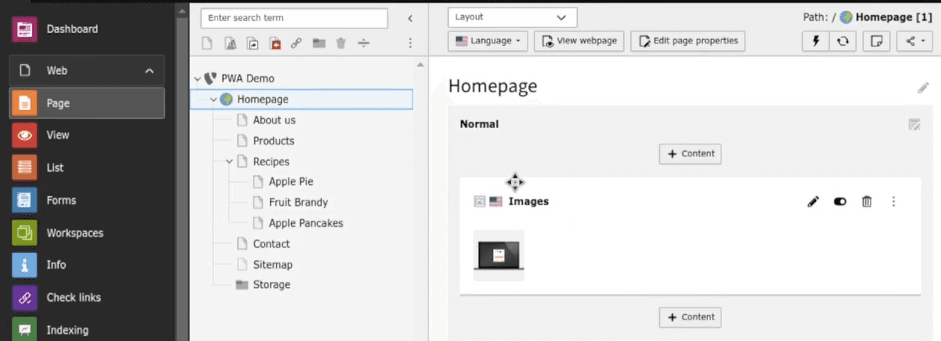 Screenshot von TYPO3