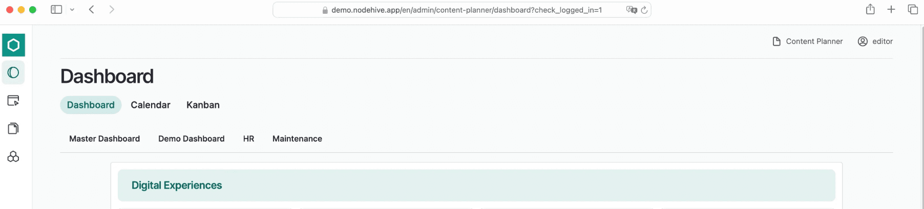 Screenshot von NodeHive