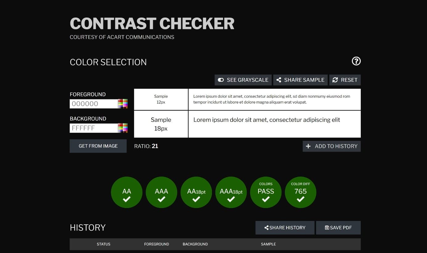 Die Website des Kontrastcheckers bietet als Option entweder die Eingabe der Hexcodes der Farben oder das Einfügen eines Bildes.