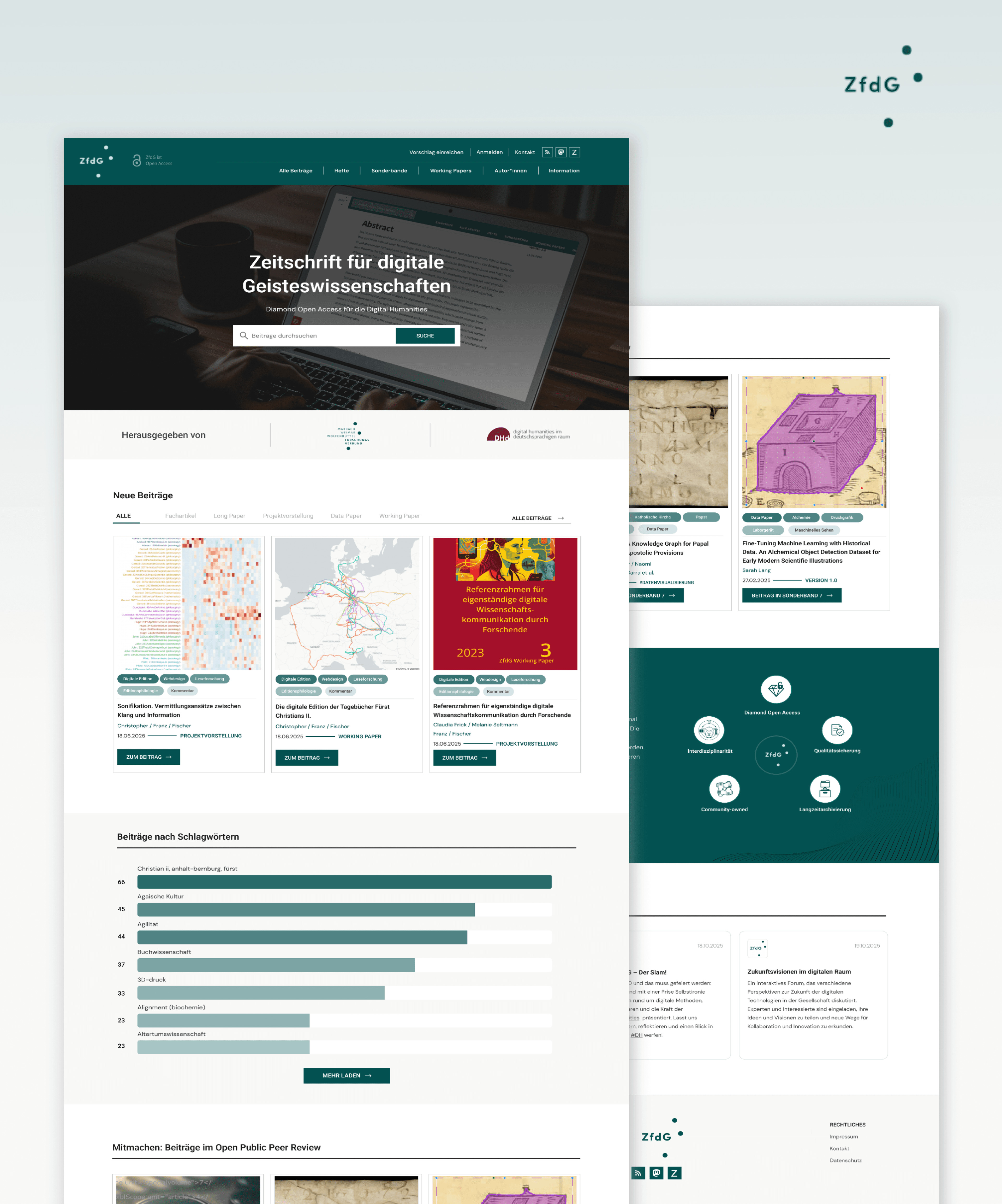 ZfDG-Startseite nach dem Redesign laut Figma Designs