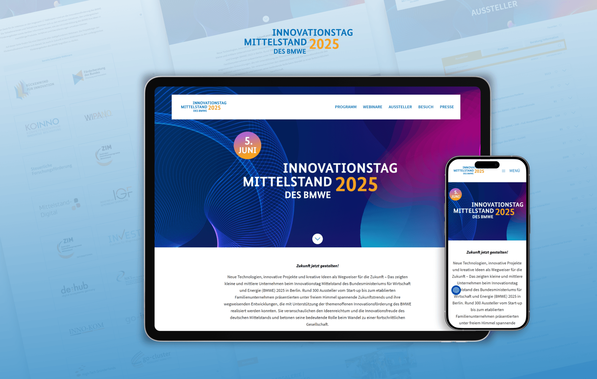 Innovationstag Website dargestellt auf Endgeräten