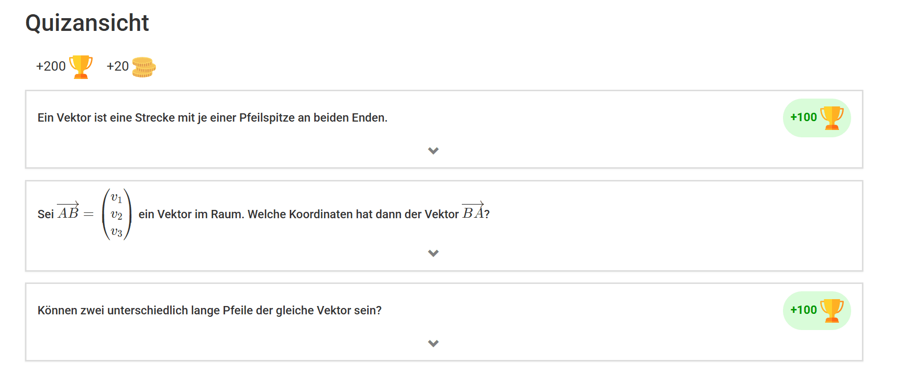 Quizansicht eines LMS