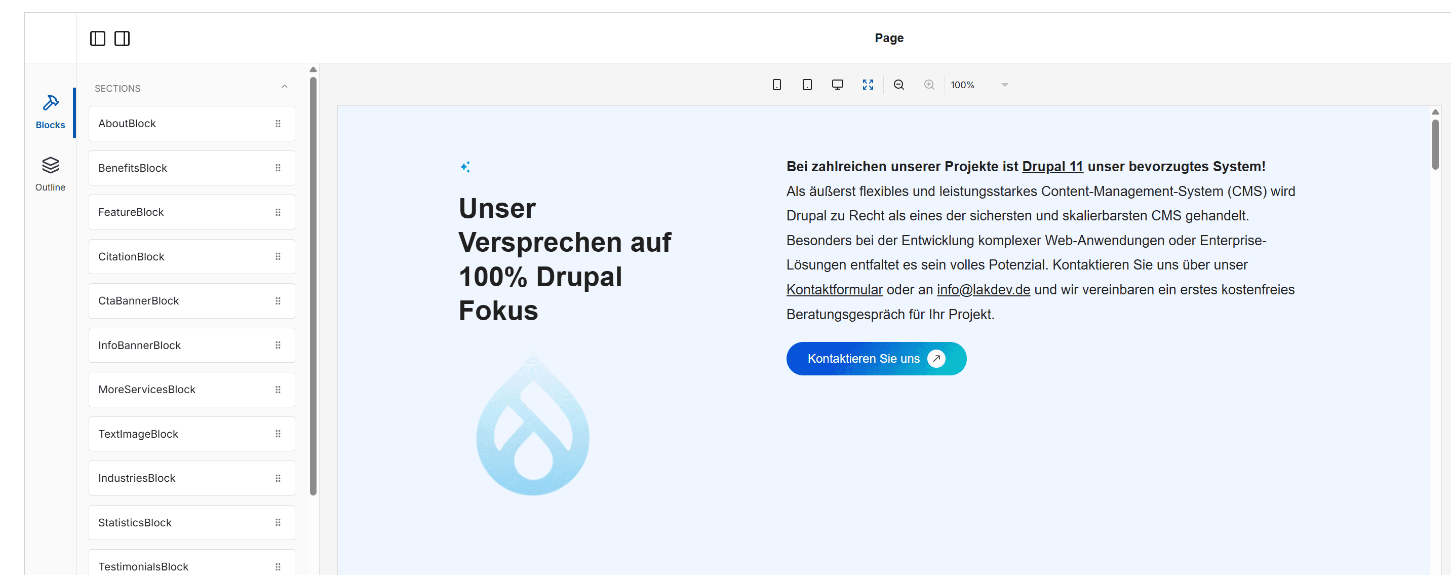 Contentbearbeitung mit Puck Editor