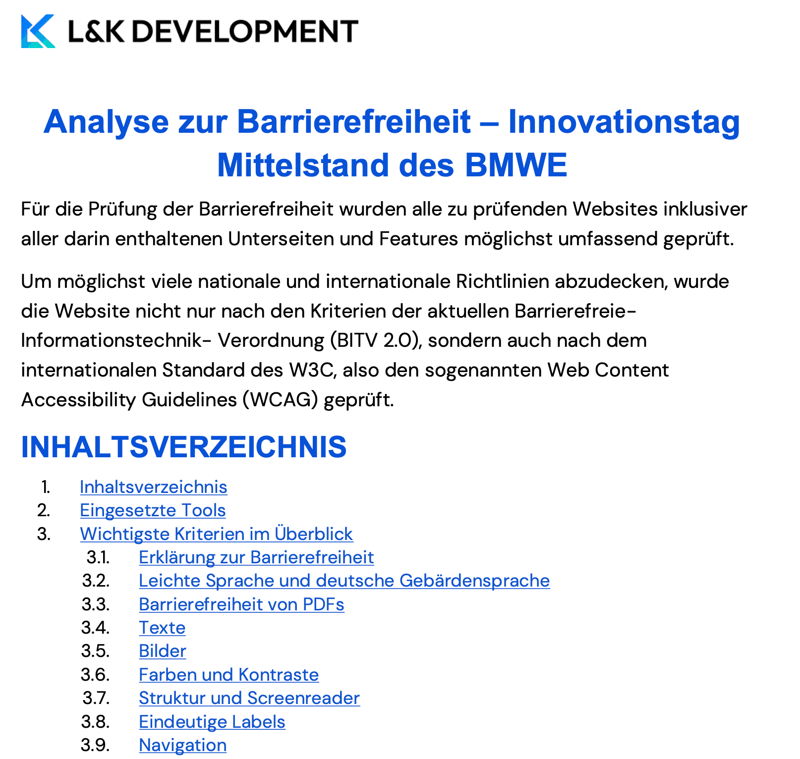 Deckblatt der Barrierefreiheit-Analyse für innovationstag-mittelstand-bmwe.de