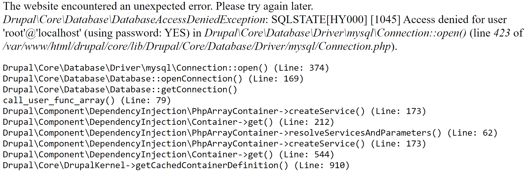 Error und Fehlermeldungen in Drupal