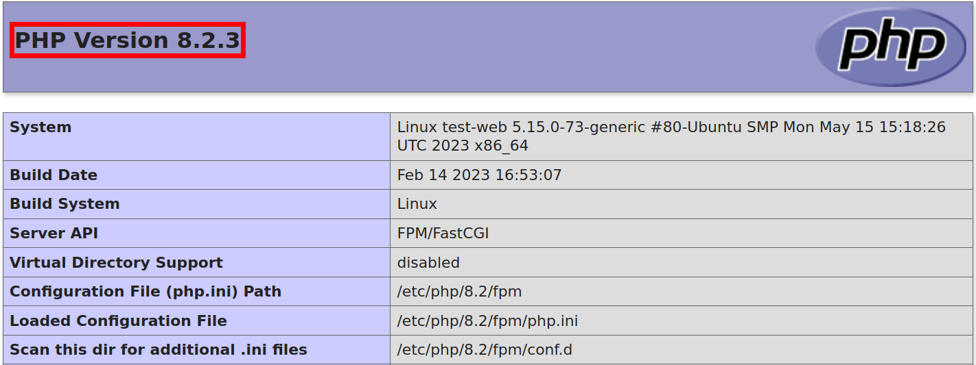 PHPinfo Seite