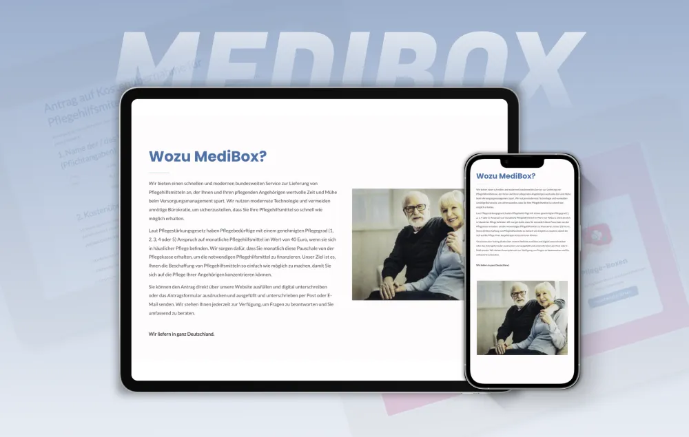 MediBox Website dargestellt auf Endgeräten
