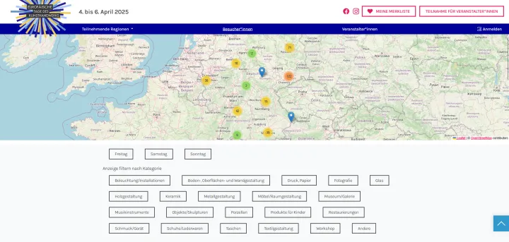 Kunsthandwerkstage.de Website Karte