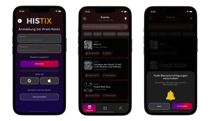 Histix App Screens