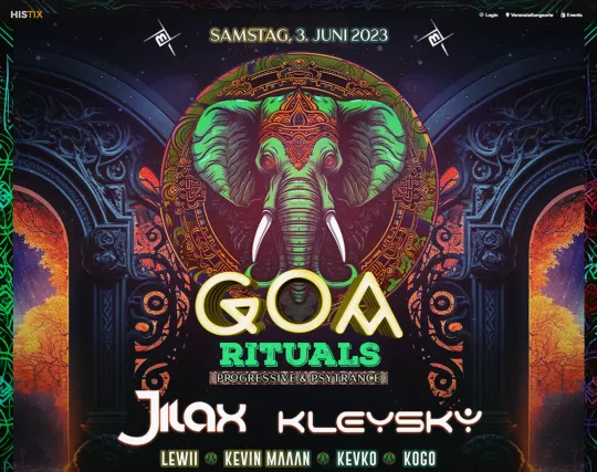 Screenshot der Histix Event-Website mit aktuellem GOA Event